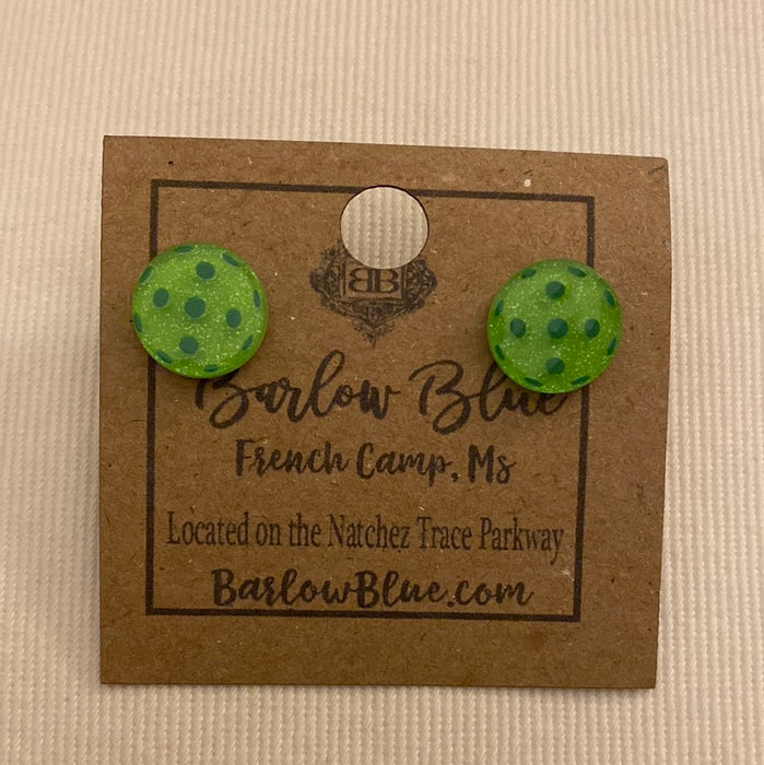 Acrylic Green Pickle Ball Earrings
