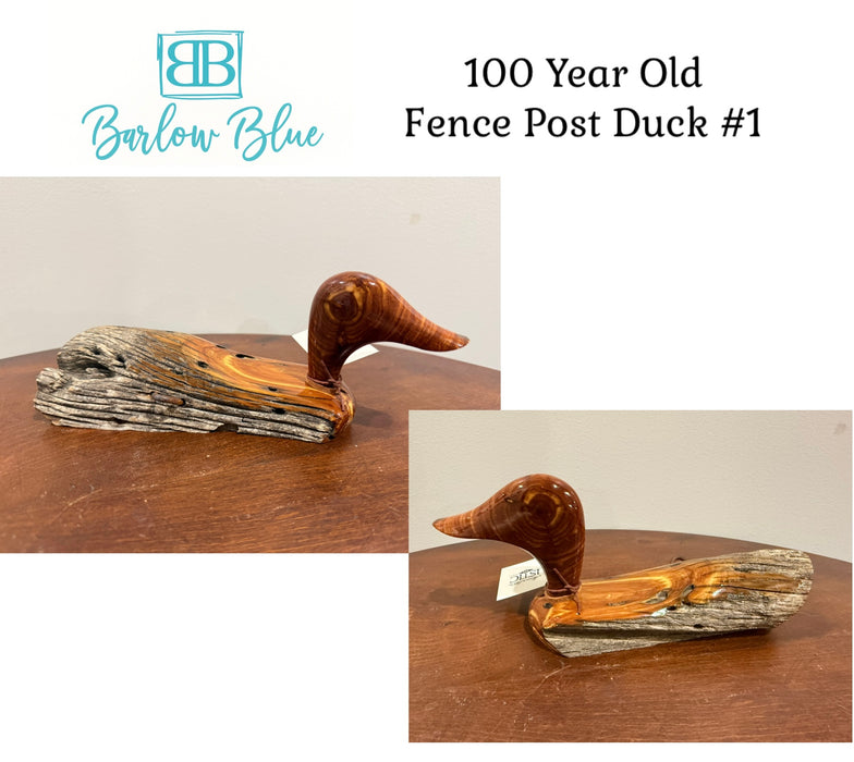 Beautiful Ducks Made From 100 Year Old Fence Posts.  Hand Carved and Polished.