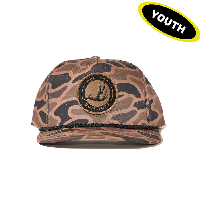 YOUTH Performance Cap – Gauge Camo Antler Patch Hat by Burlebo