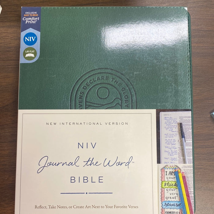 NIV Journal the Word Bible- Dark Green Leathersoft