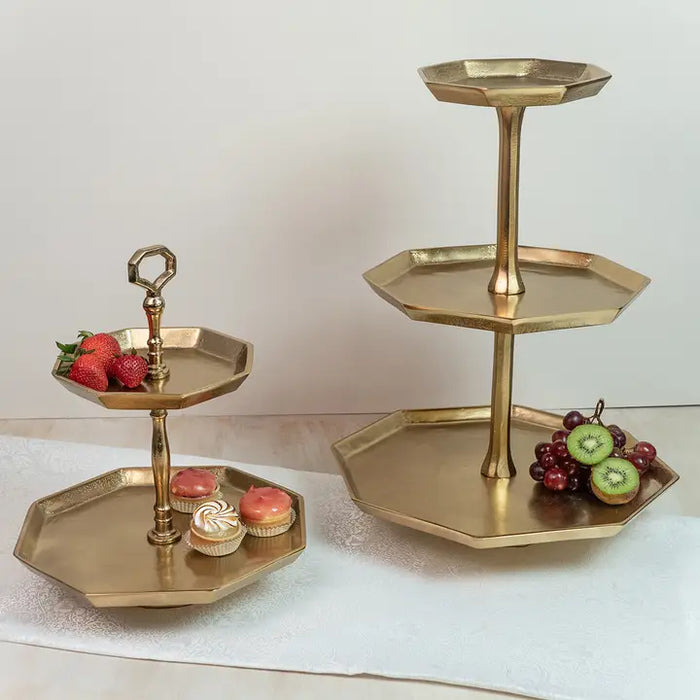Gold Octagon 2-Tier Stand