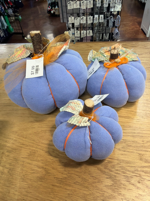 Handmade Blue Pumpkins with Orange Detail- Available in 3 Sizes!