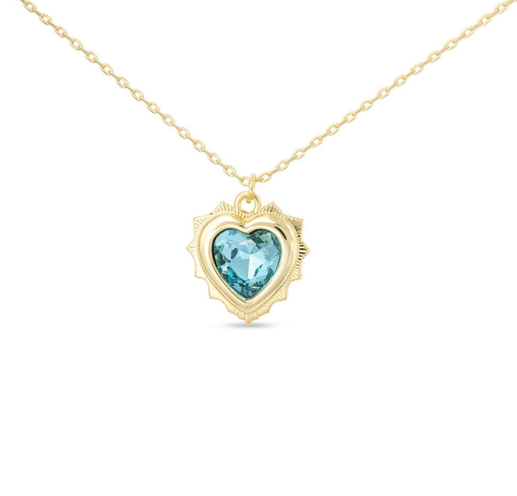 Gold Crystal Birthstone Heart Necklace