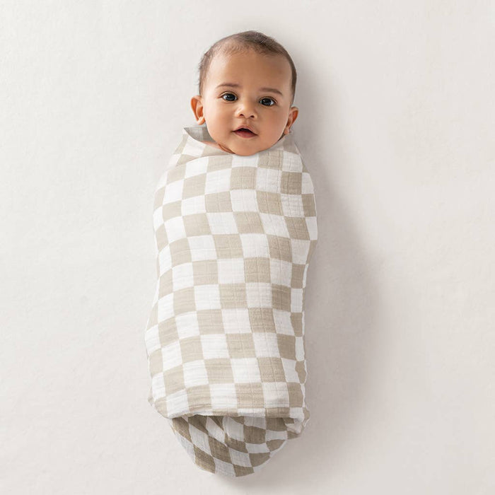 Breastfeeding Boss™: Toast Checkerboard Color.  Swaddle & Breastfeeding Cover in one.