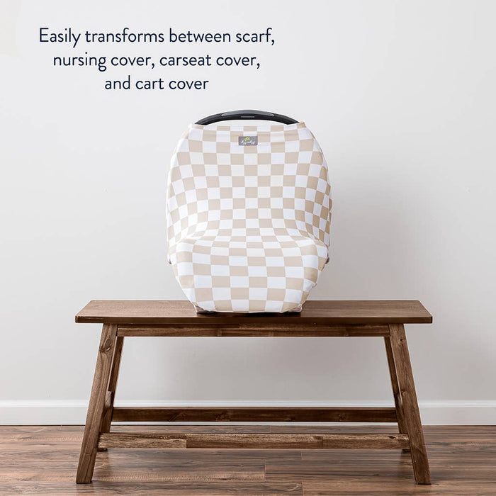 Taupe Checkerboard Mom Boss™ 4-in-1 multi-use cover.  Cover Car Seats, Strollers, Nursing Cover and more!