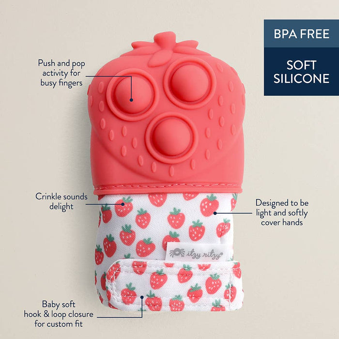 Itzy Mitt Pop™: Strawberry Sensory Teething Chew