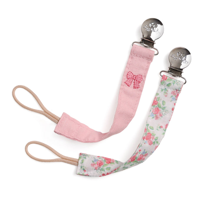 Itzy Clip™ - Fabric Pacifier Strap: Bow. Set of 2