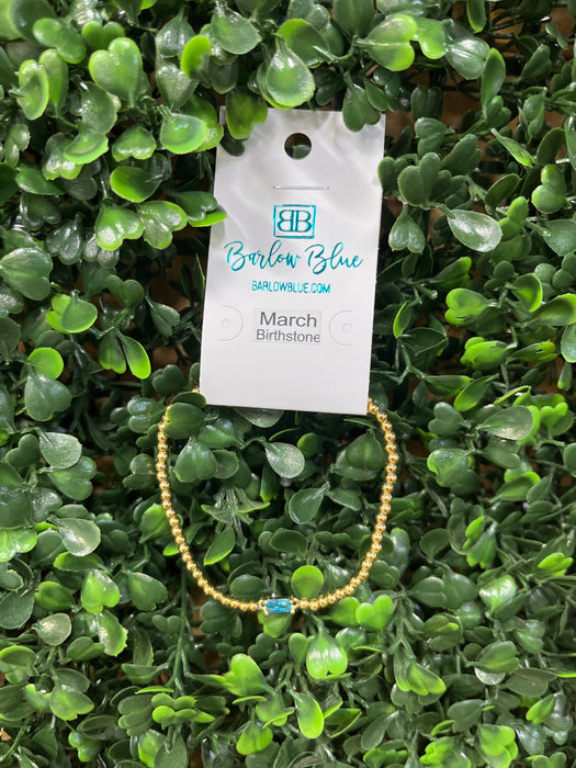 The Birthday Girl Birthstone Bracelets with Rectangle Birthstone Charm