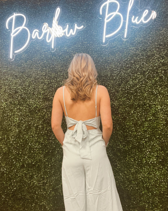 Green Jumpsuit with Bow on the Back