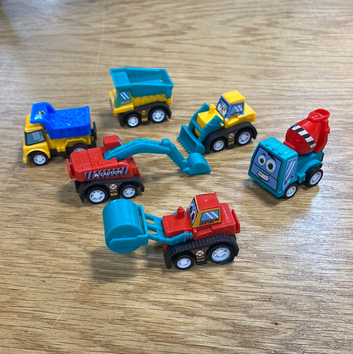 Small Carrying Pouch Full of Mini Construction Vehicles (set of 6)