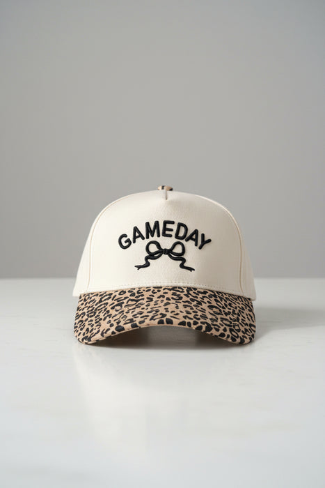 Gameday Cream & Small Cheetah Print Hat With Bow