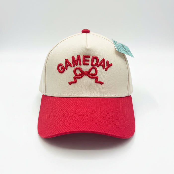 Red & Cream Gameday Hat With Bow