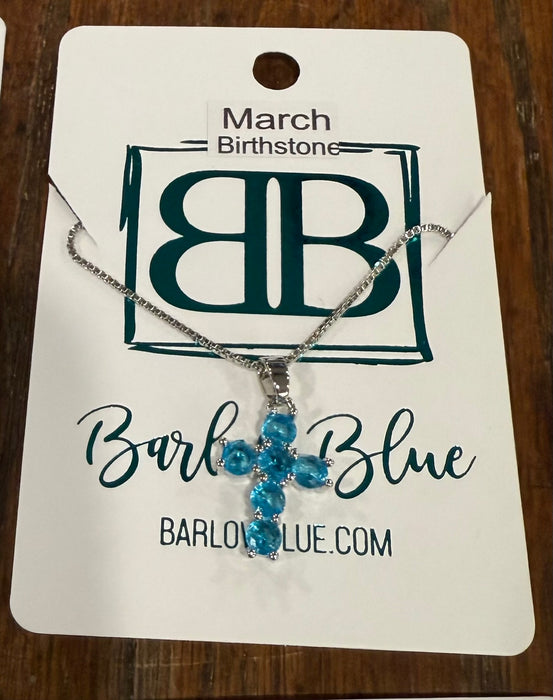 Birthstone CZ Cross Necklace.  Available in Gold or Silver.  Adjustable slide Necklace.