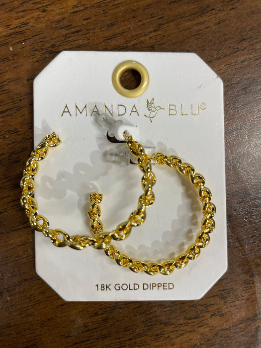 Gold Polished Tight Chain Link Large Hoop Earrings