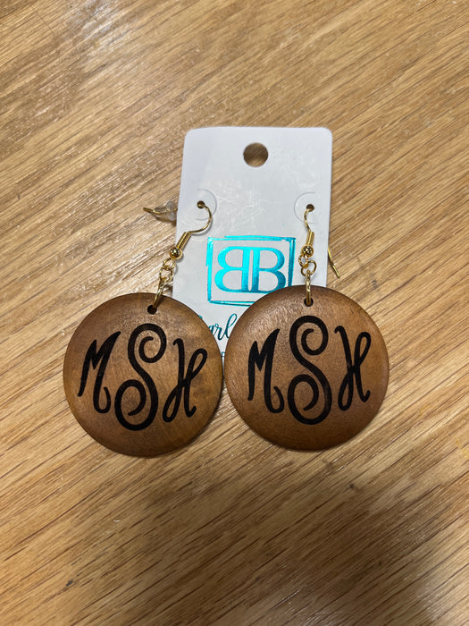 25th Anniversary Throwback Monogramed Wood Earrings
