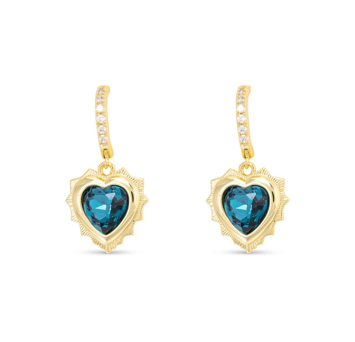 Gold Crystal Birthstone Heart Earrings-12 styles!
