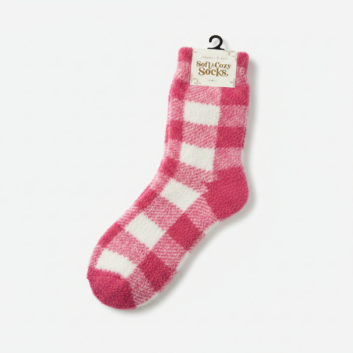 Soft and Cozy Pink Buffalo Check Socks
