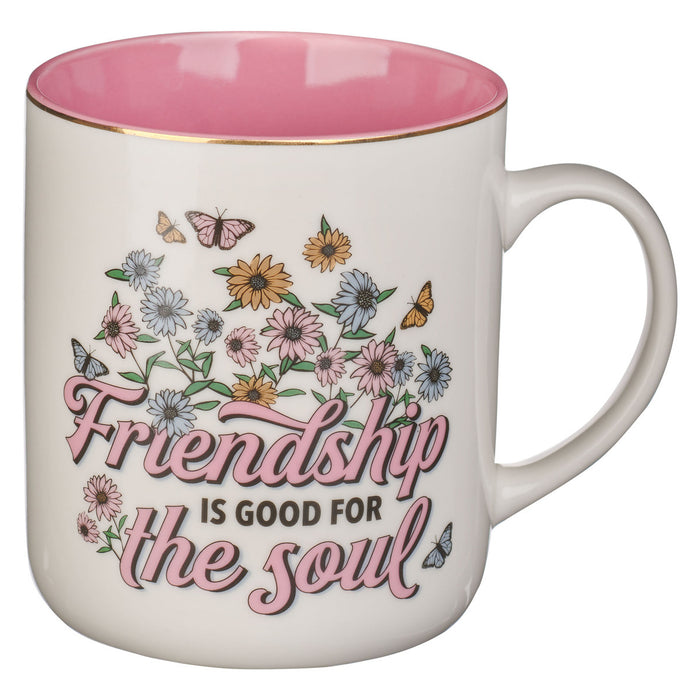 Friendship is Good for the Soul -White Daisy Ceramic Coffee Mug