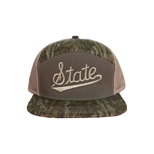 MSU State Script 7-Panel New Bottomland Camo Hat