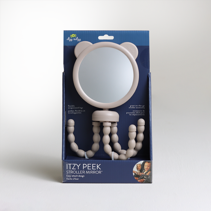 Itzy Peek Stroller Mirror™.  Bendable legs to attach wherever you need it.