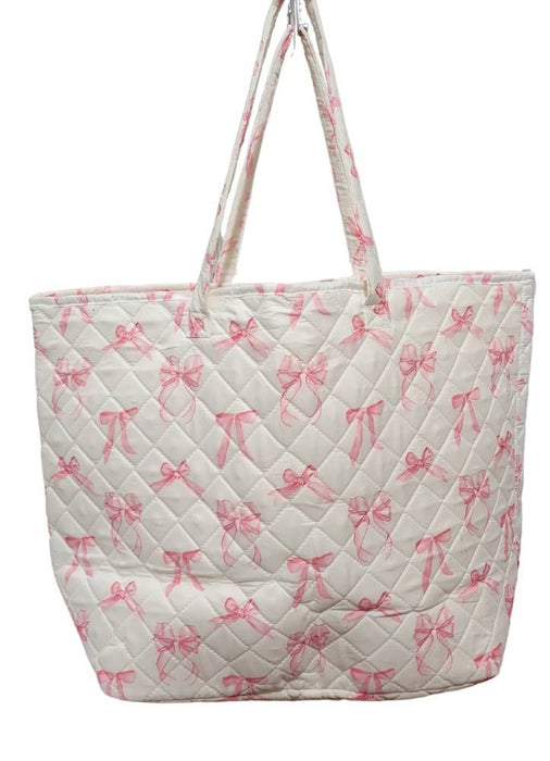 Pink Bow Quilted Tote Bag