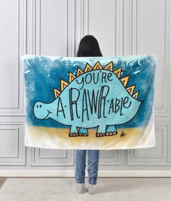 Blue Dinosaur Plush Toddler Throw Blanket