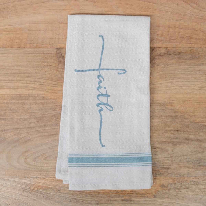 Faith Hand Towel Cream/Blue 20x28