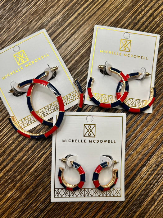 Red, Blue, & Gold Ashlynn Hoops- Perfect For Game Day To Show Your School Spirit!!