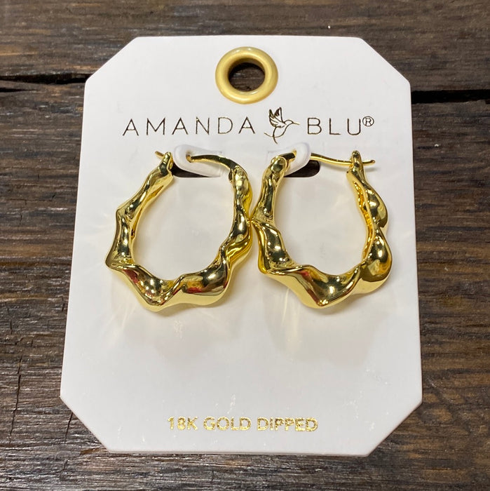 Gold Twisted Oval Hoops