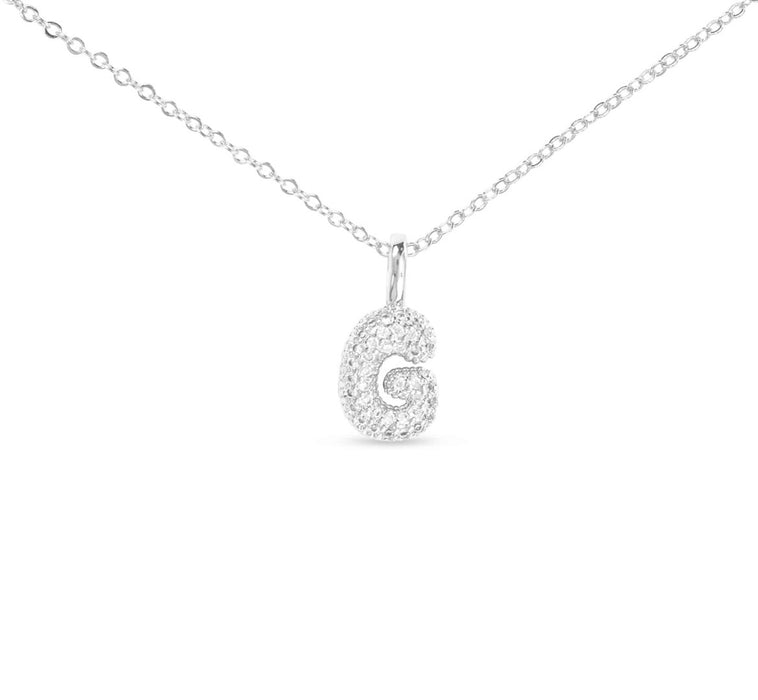 Silver CZ Large Initial Necklace-18 Letters