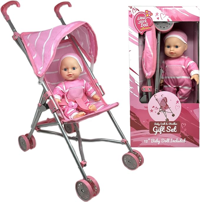 Baby Doll with Stroller Set - 12" Baby Doll with Pacifier Gift Set