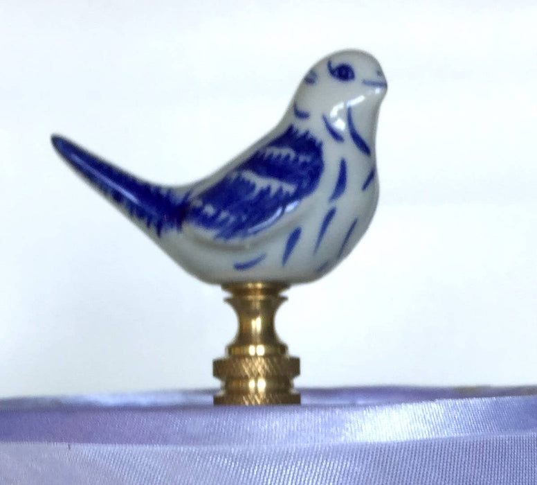 Blue & White Lamp Finial,  Song Bird