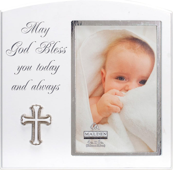 4x6 May God Bless Frame with Cross. Perfect for baby dedication/baptism/etc.