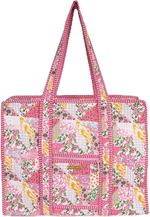 Simply Southern Quilted Pink Multiflowered Tote