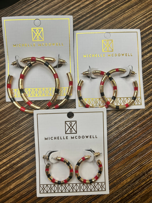 Red, Black, & Gold Nellie Hoops- Perfect For Game Day To Show Your School Spirit!!