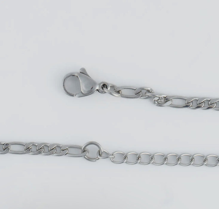 Waterproof Silver 16” Figaro Chain Necklace