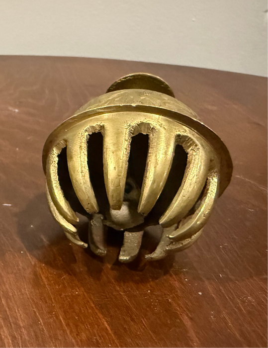 Vintage Indian Brass Elephant Claw Bell with Enamel Floral Details – Ornate Collectible (small)