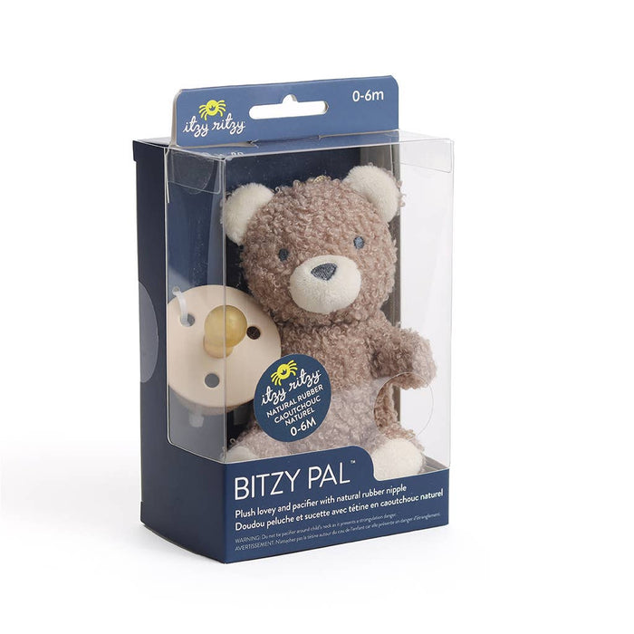 Bear: Bitzy Pal Natural Rubber Pacifier & Plush