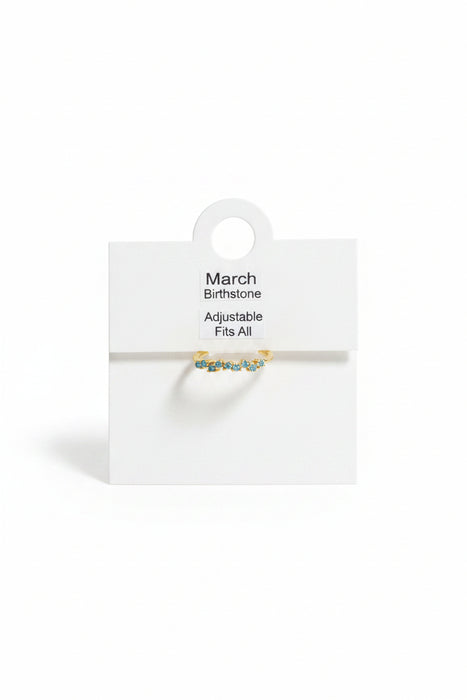 Birthstone Square Stone on Gold Band Ring- Adjustable Fits All