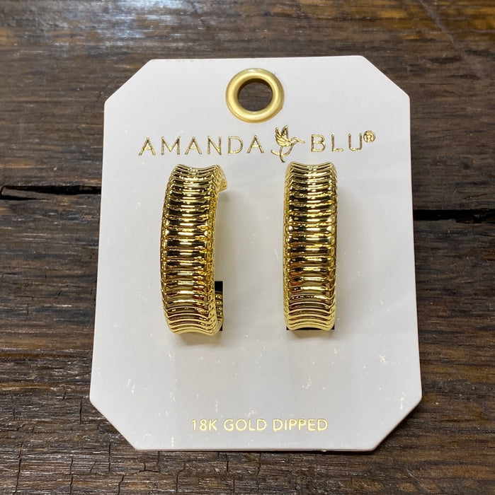 Kennedy Gold Polished Ribbed Hoops