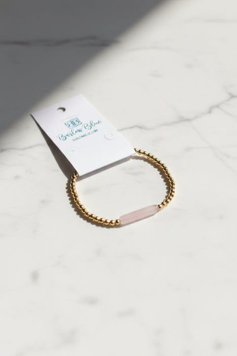 Freshwater Long & Skinny Pearl on Gold Beaded Bracelet