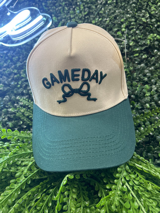 Green & Cream Gameday Hat With Bow