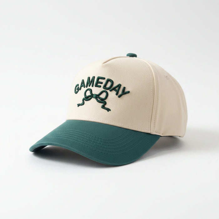 Green & Cream Gameday Hat With Bow