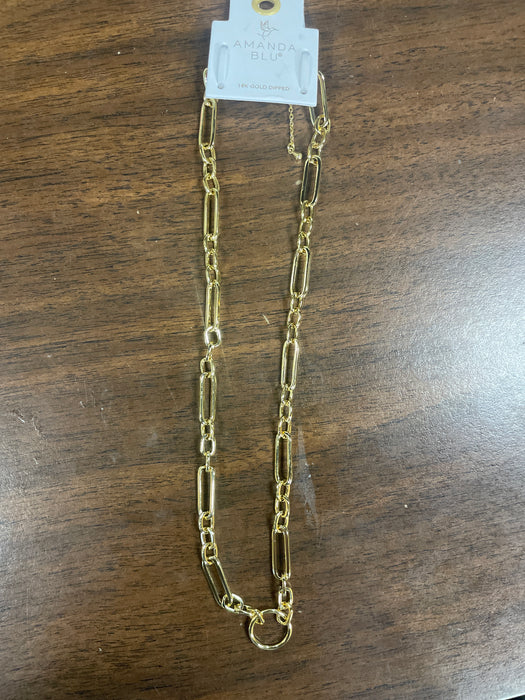 Gold Mixed Link With Charm Clasp Necklace
