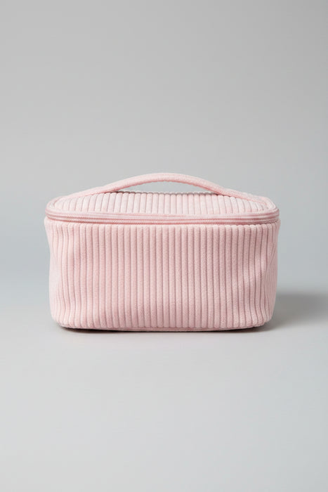 Pink Striped Makeup Bag