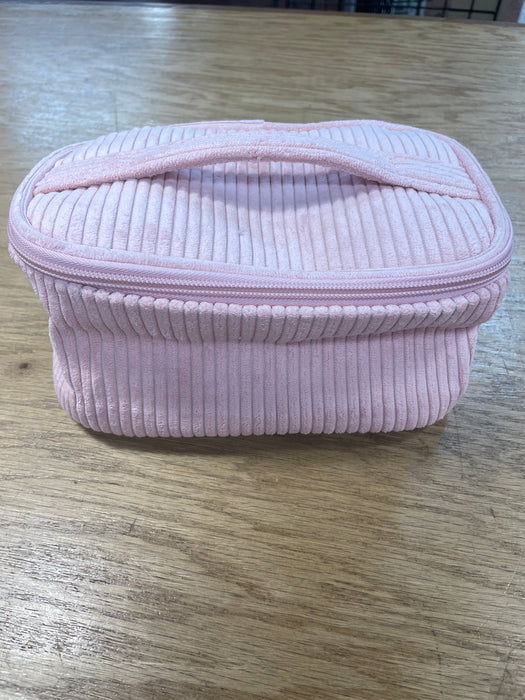 Pink Striped Makeup Bag