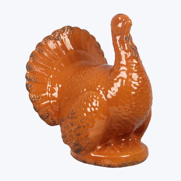 Stoneware Tabletop Turkey in Antique Brown Finish