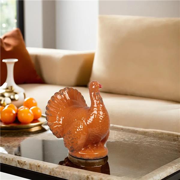Stoneware Tabletop Turkey in Antique Brown Finish
