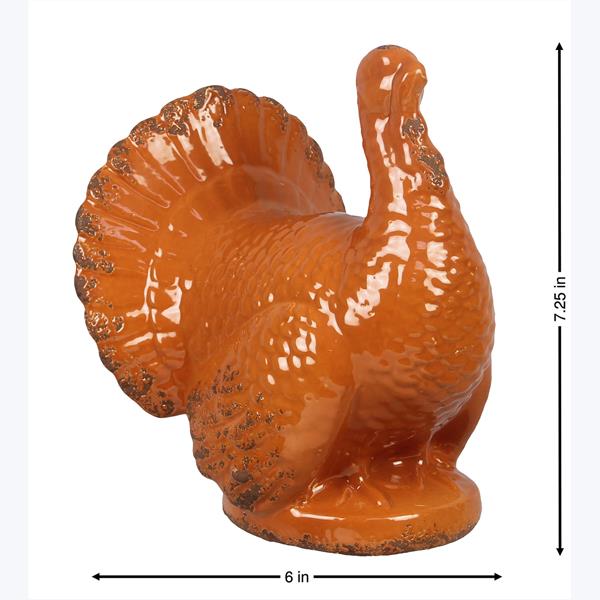Stoneware Tabletop Turkey in Antique Brown Finish