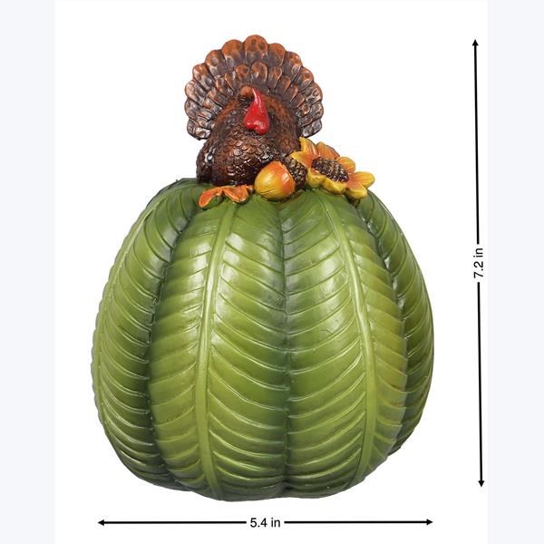 Resin Turkey on top of Green or Orange Pumpkin